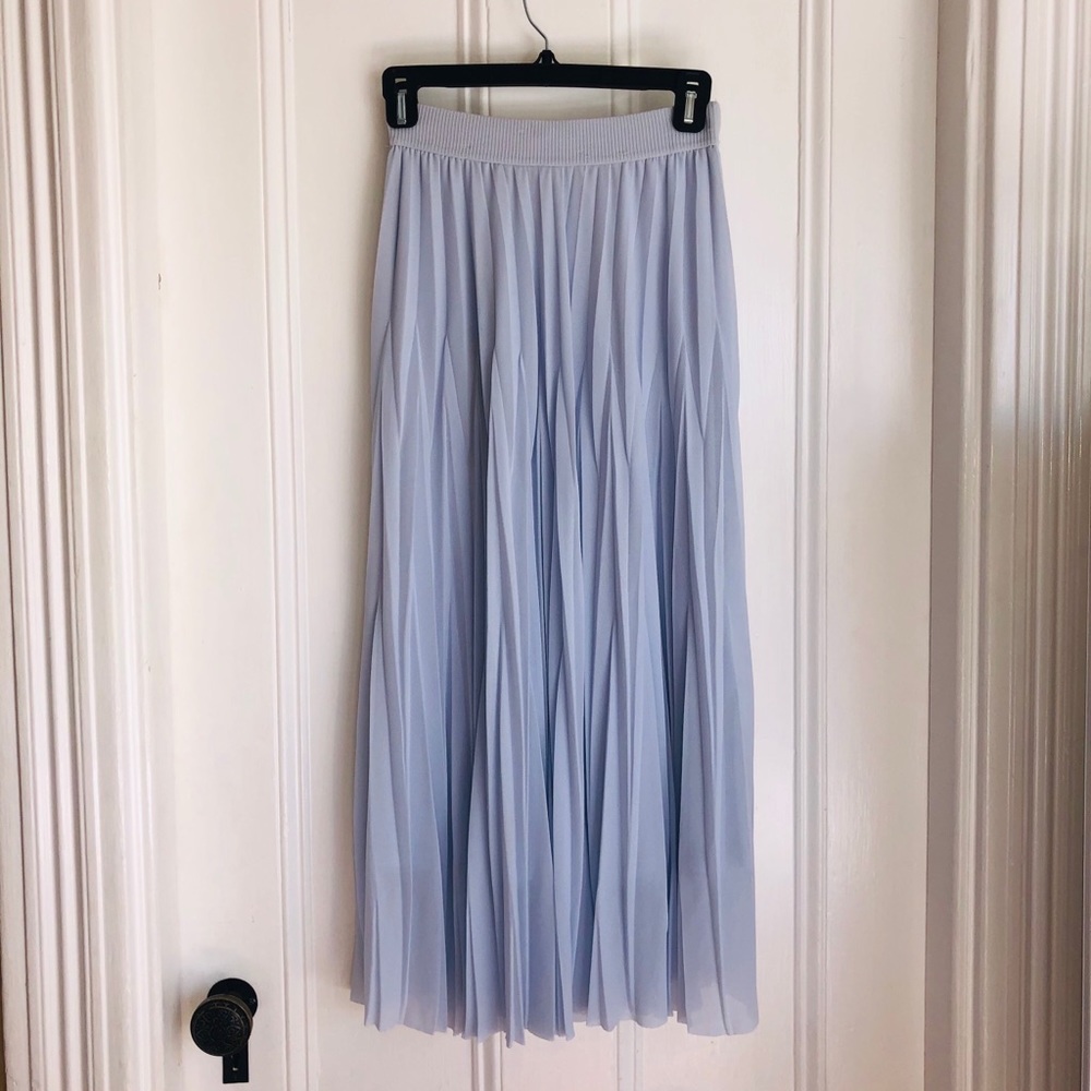 H&M powder blue pleated midi skirt